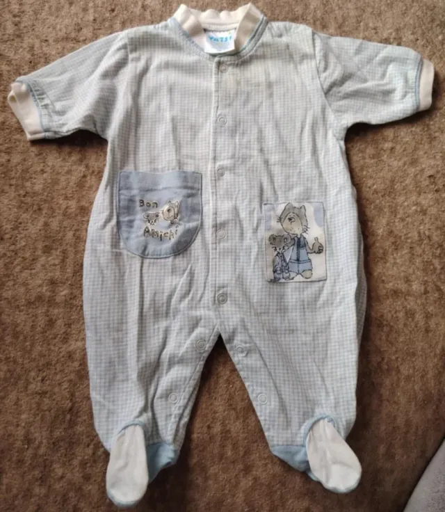 Conjunto bebê de malha azul 0-3 meses