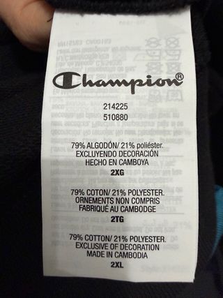 Felpa con cappuccio Champion tg 2XL cotone