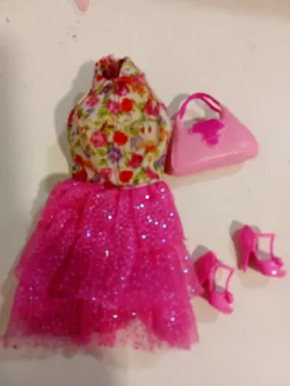 Ropa Barbie: Vestido, Bolso y Zapatos