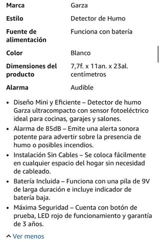 Detector de humo Garza