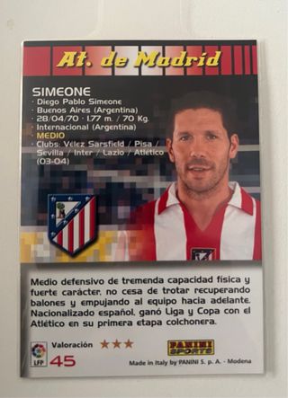 Cromo Futbolista Simeone LFP Mega Cracks 2004-05