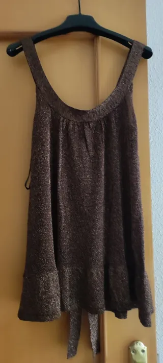 Top tirantes Mango marrón y dorado