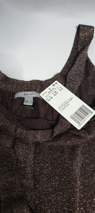 Top tirantes Mango marrón y dorado