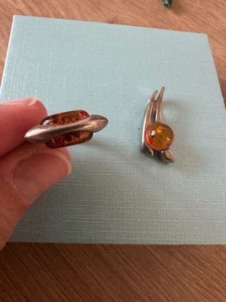 Conjunto Plata y Ámbar: Anillo y Colgante