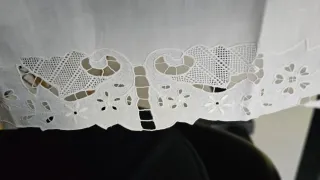 2 Asciugamani/Runner/Tende Lino Ricamato Bianco