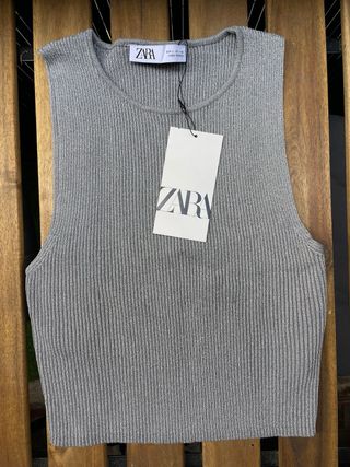 Top Zara plateado L