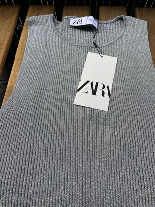 Top Zara plateado L