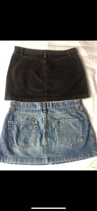 Minifalda vaquera negra y azul