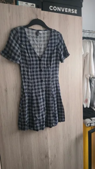 Vestido cuadros azul y blanco