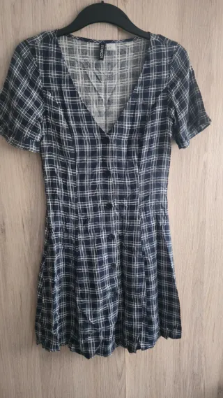 Vestido cuadros azul y blanco