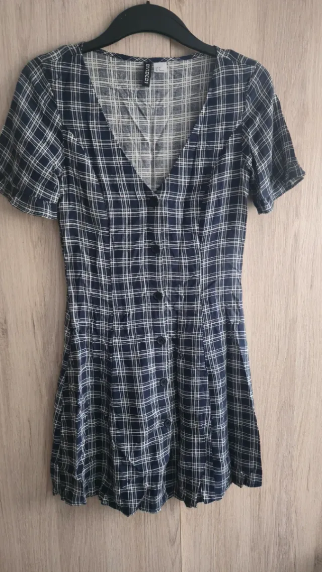 Vestido cuadros azul y blanco