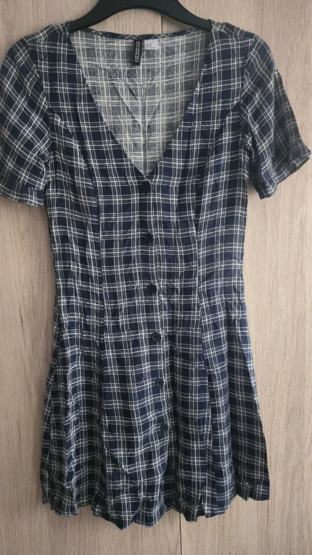 Vestido cuadros azul y blanco