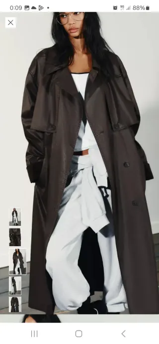 Gabardina,trench,abrigo  Zara Marrón chocolate. xs