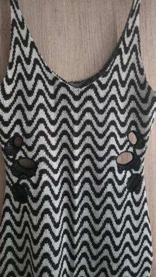 Vestido largo zig-zag blanco y negro