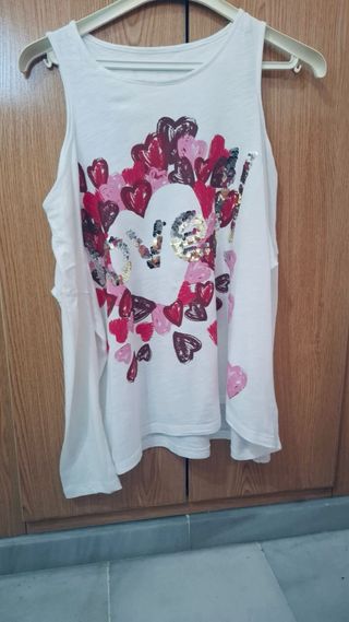 Camiseta Desigual Corazones Lentejuelas Talla M