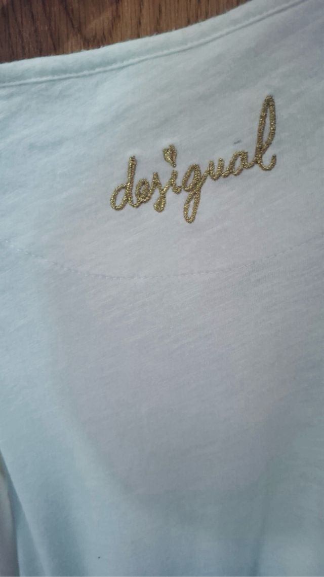 Camiseta Desigual Corazones Lentejuelas Talla M