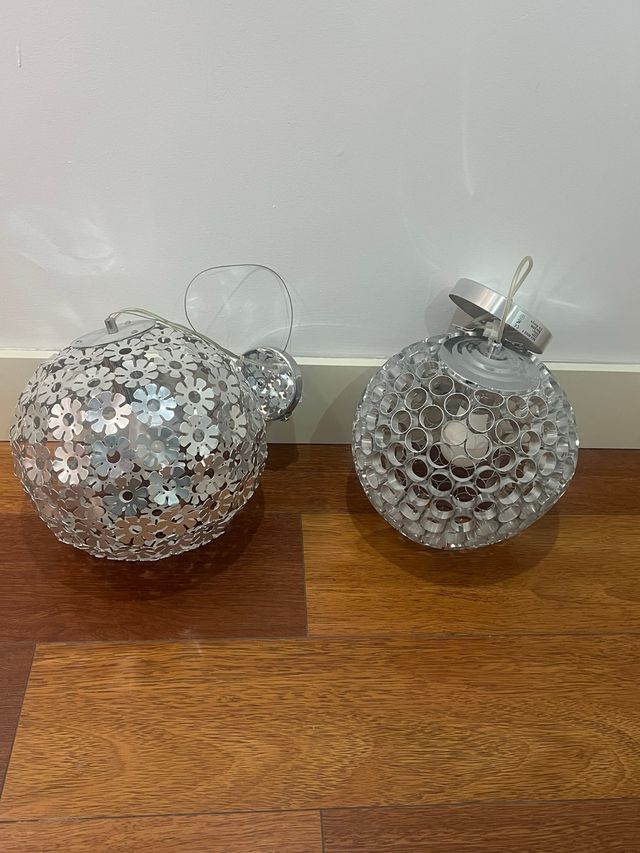 2 Lámparas Decorativas Esfera Plata (Originales)