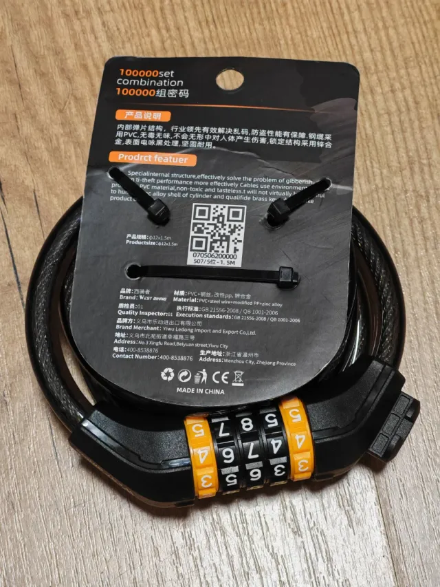 Candado a Cabo com Combinação de 5 Dígitos West Biking