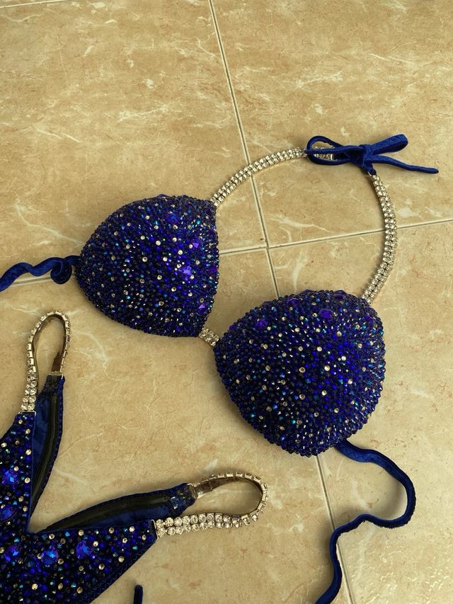 Bikini Fitness Competición Azul Brillante