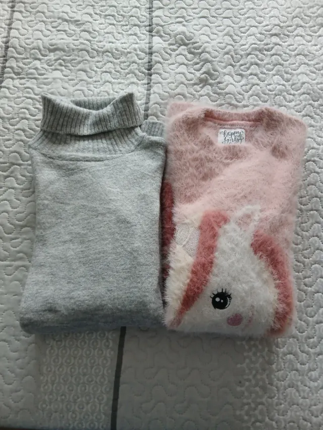 Lote 2 Vestidos Niña Unicornio y Gris