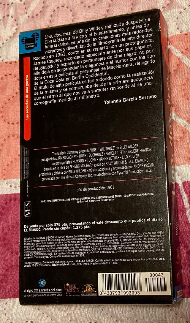 Película VHS Uno, dos, tres.