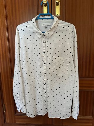 Camisa mujer Cortefiel lunares blanca talla L