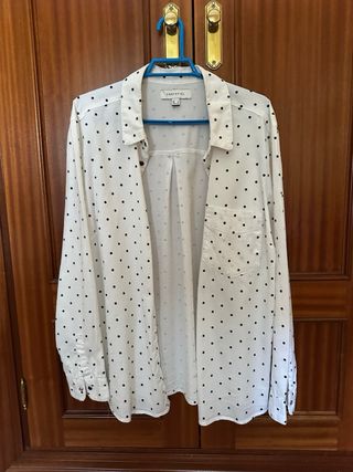 Camisa mujer Cortefiel lunares blanca talla L