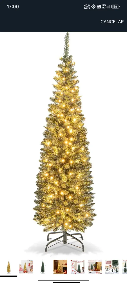 Albero di Natale stretto con luci 150cm nuovo
