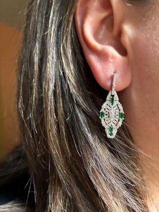 Pendientes Art Decó cristal Esmeralda