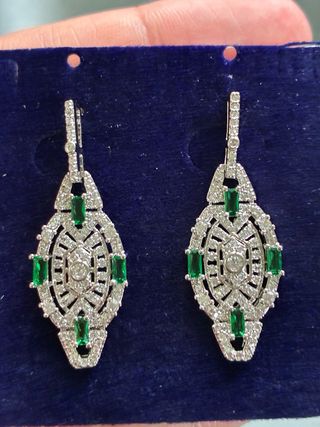 Pendientes Art Decó cristal Esmeralda