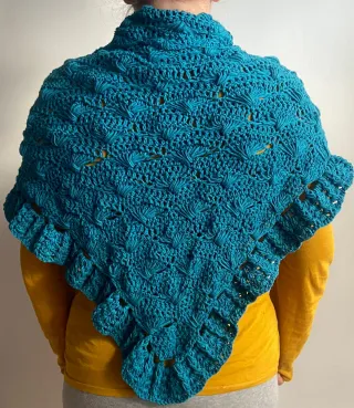 Mantón/Toquilla Turquesa Tejido