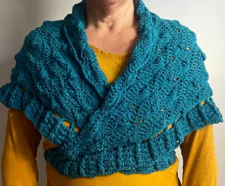 Mantón/Toquilla Turquesa Tejido