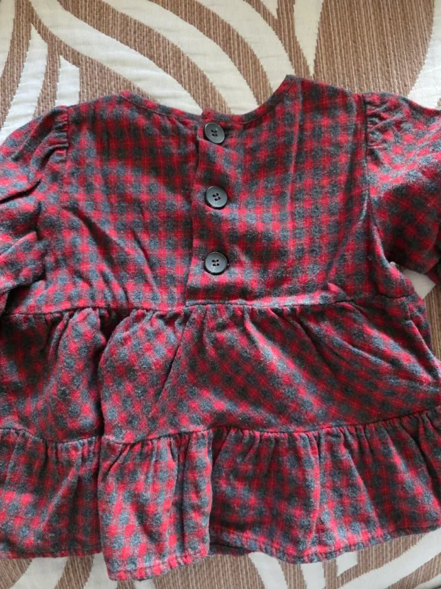 Vestido Zara Bebé Cuadros Rojo y Gris