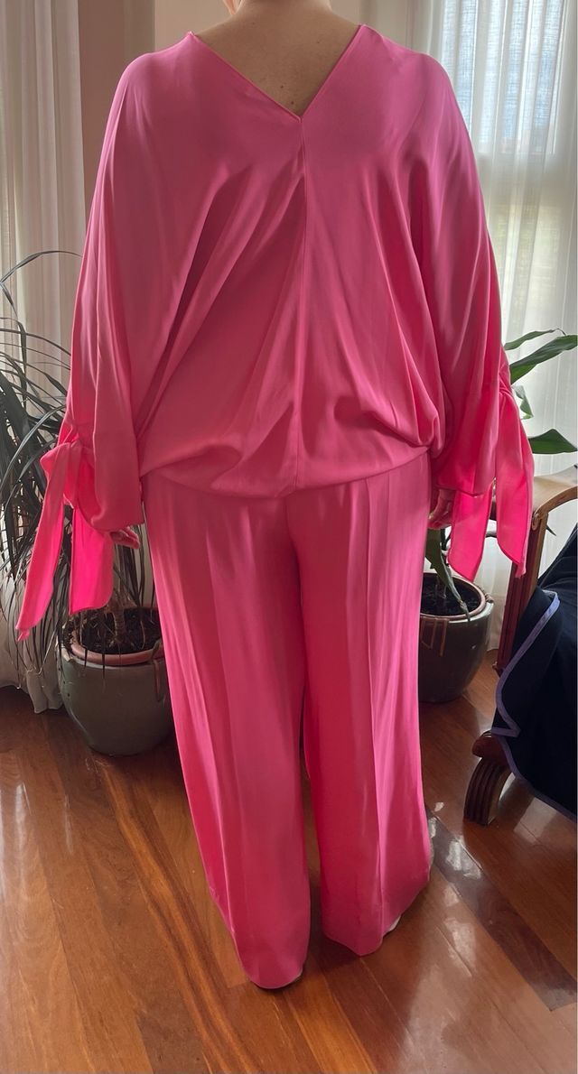 Conjunto Zara Pantalón y Blusón Rosa