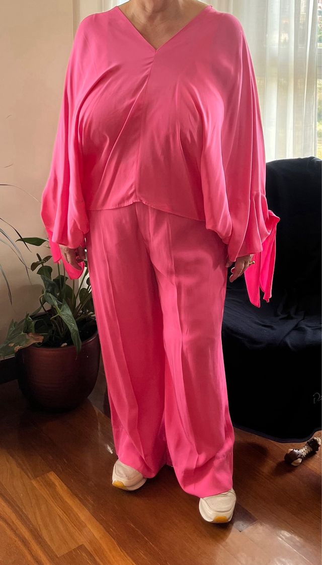 Conjunto Zara Pantalón y Blusón Rosa