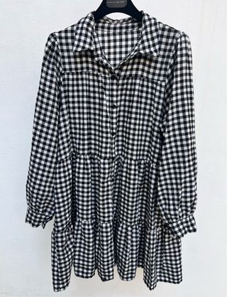 Vestido cuadros blanco y negro talla única