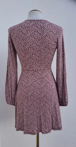 Vestido floral rojo manga larga