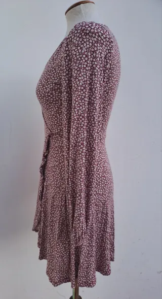 Vestido floral rojo manga larga