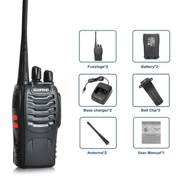 2 Baofeng BF-88E Walkie Talkie Senza Fili