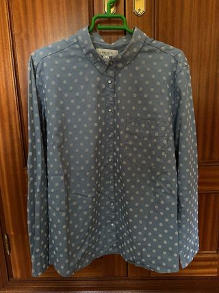 Camisa Cortefiel Azul Lunares blancos, manga larga