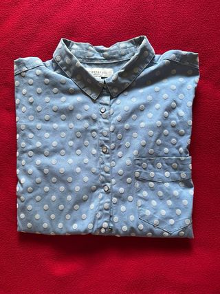 Camisa Cortefiel Azul Lunares blancos, manga larga