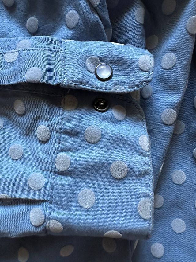 Camisa Cortefiel Azul Lunares blancos, manga larga