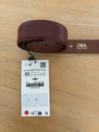 Cinturón de piel Zara marrón y dorado