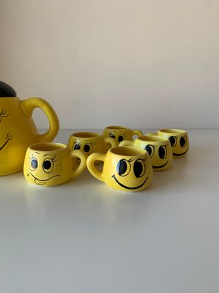 Set Teiera e 6 Tazze Gialle Faccine