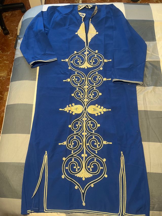 Chilaba azul y dorada talla única