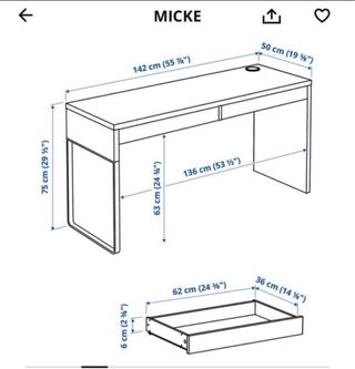 Escritorio MICKE blanco + cubre escritorio regalo