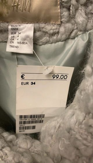 Cappotto lana grigio taglia 38/40 nuovo