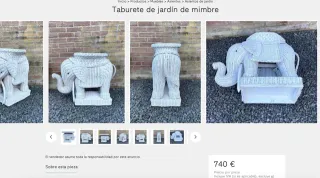 Elefante di vimini vintage laccato beige