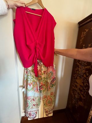 Conjunto Zara Blusa y Pantalón Estampado