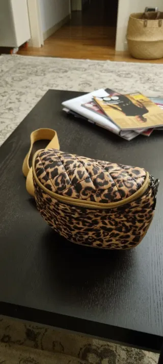 Borsa a tracolla leopardata trapuntata